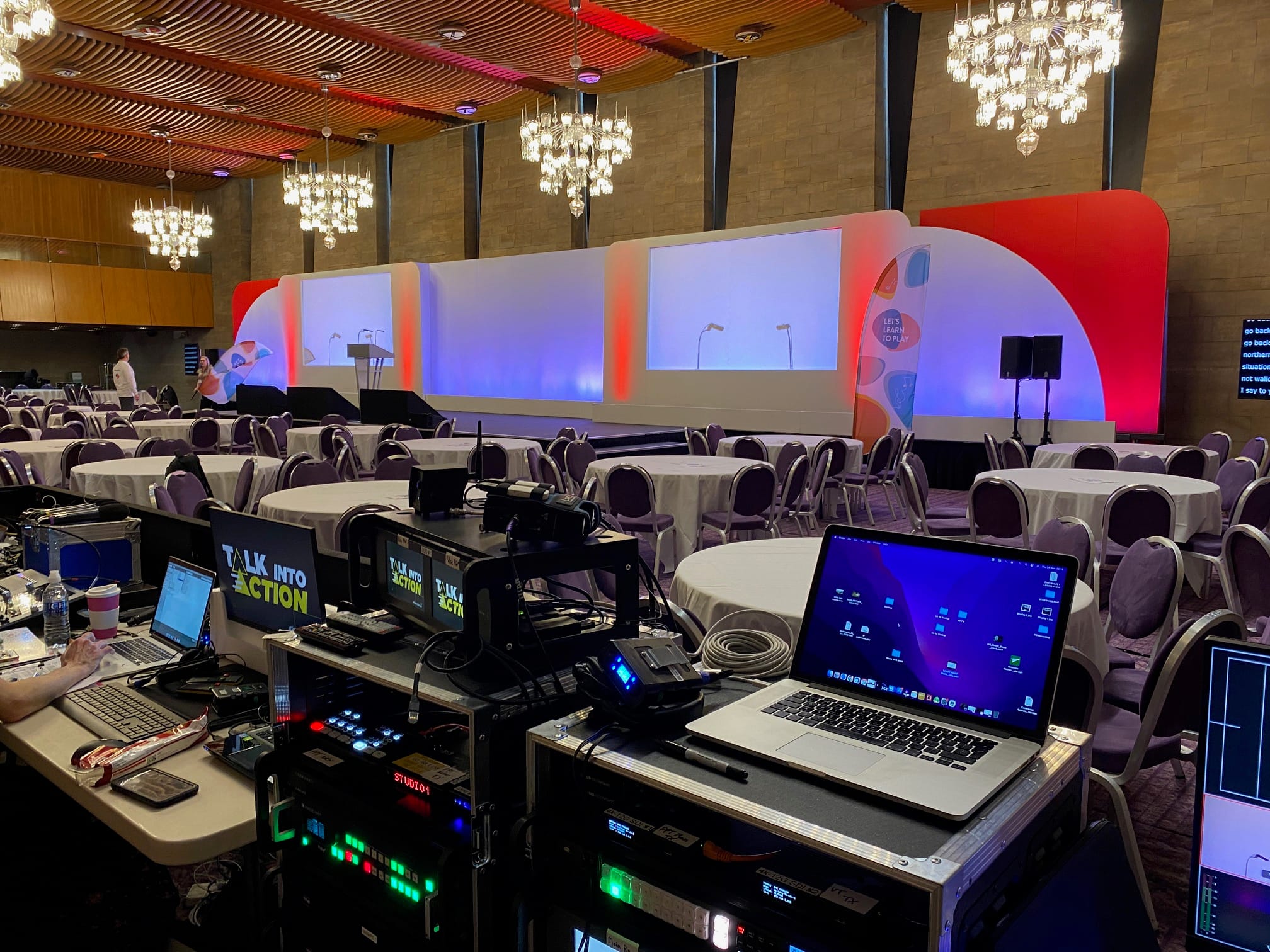 conference set and stage ready for live streaming